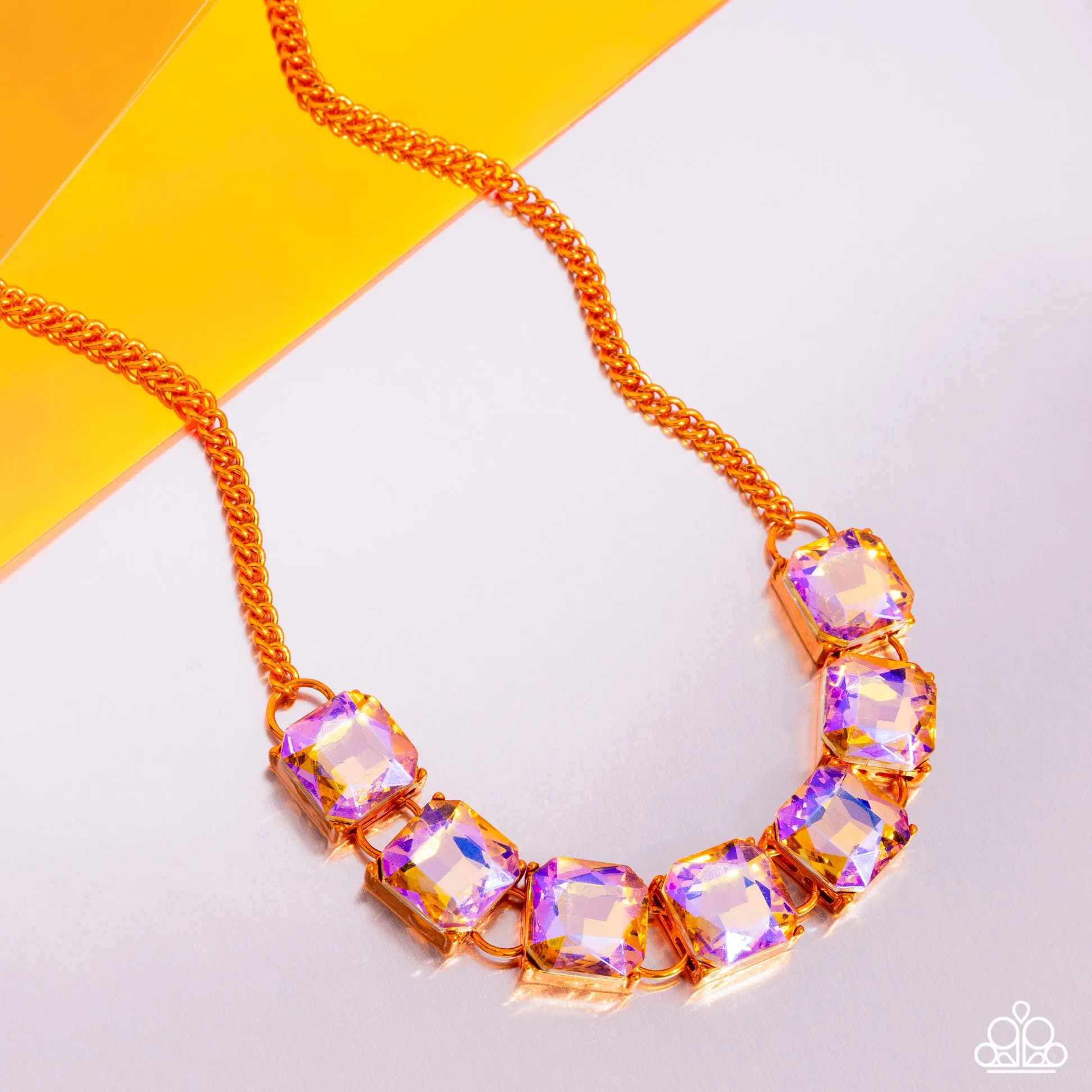 PAPARAZZI I SQUARE to Secrecy - Orange NECKLACE