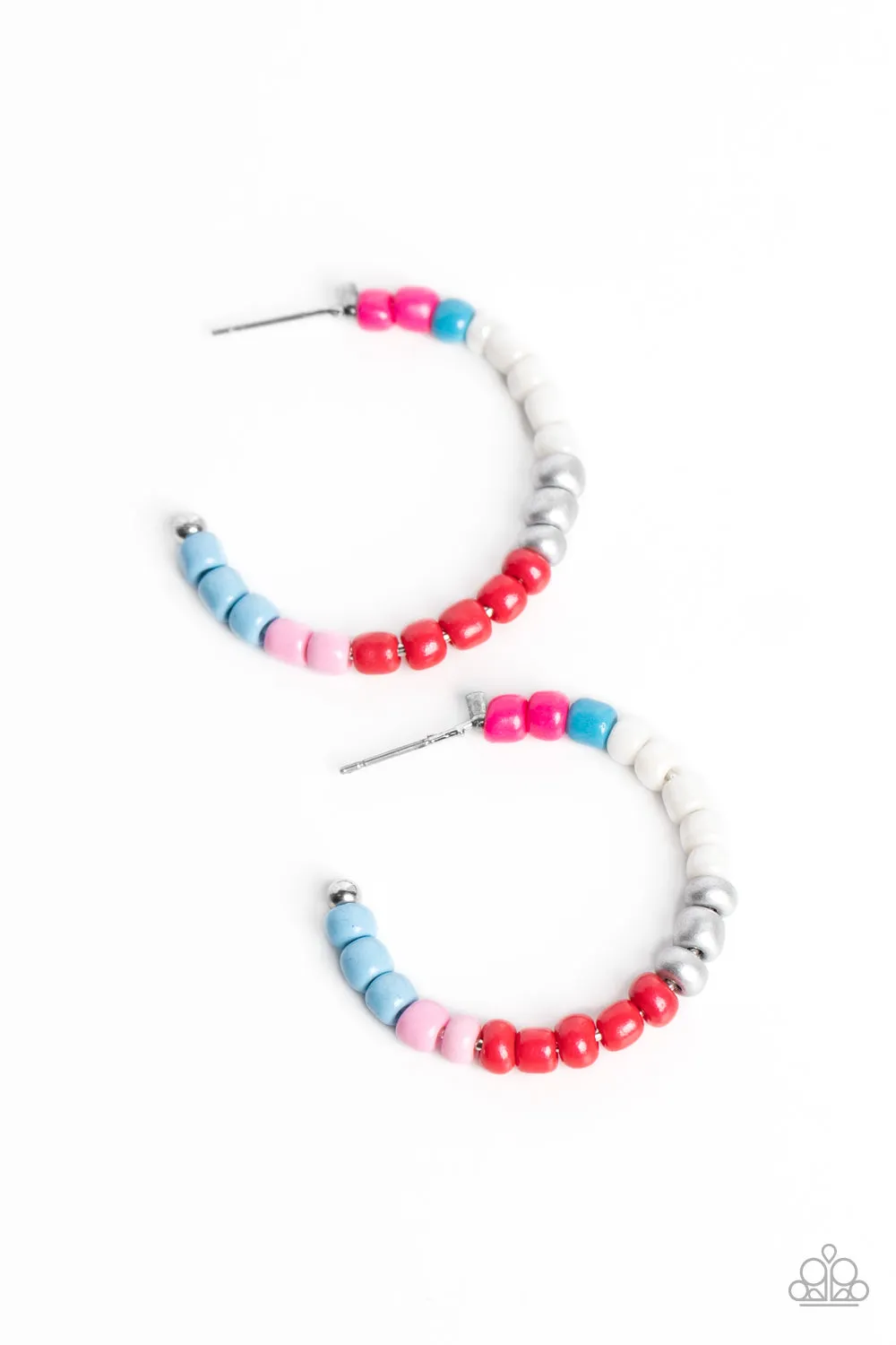 Paparazzi Multicolored Mambo - Pink Multi Hoop Earrings