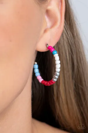 Paparazzi Multicolored Mambo - Pink Multi Hoop Earrings