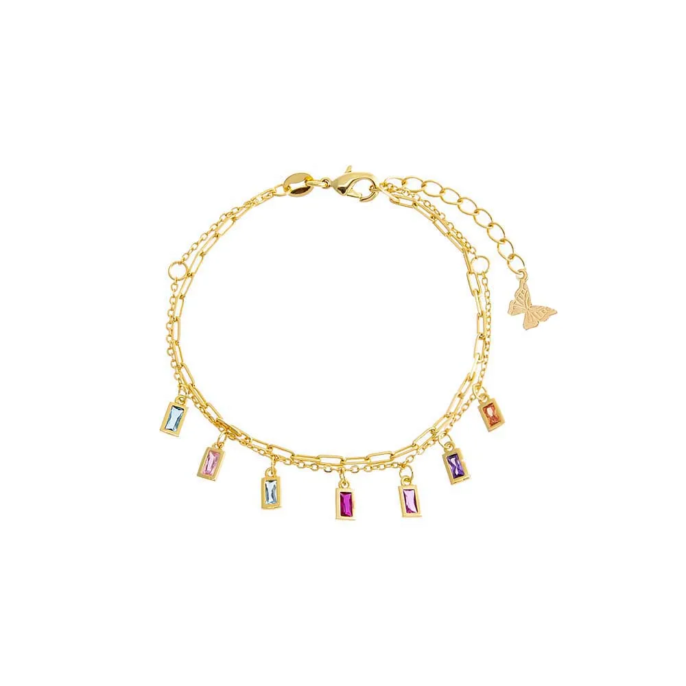 Pastel Colored Dangling Baguette Bracelet