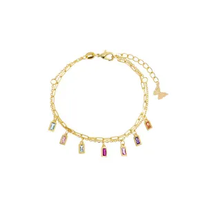 Pastel Colored Dangling Baguette Bracelet