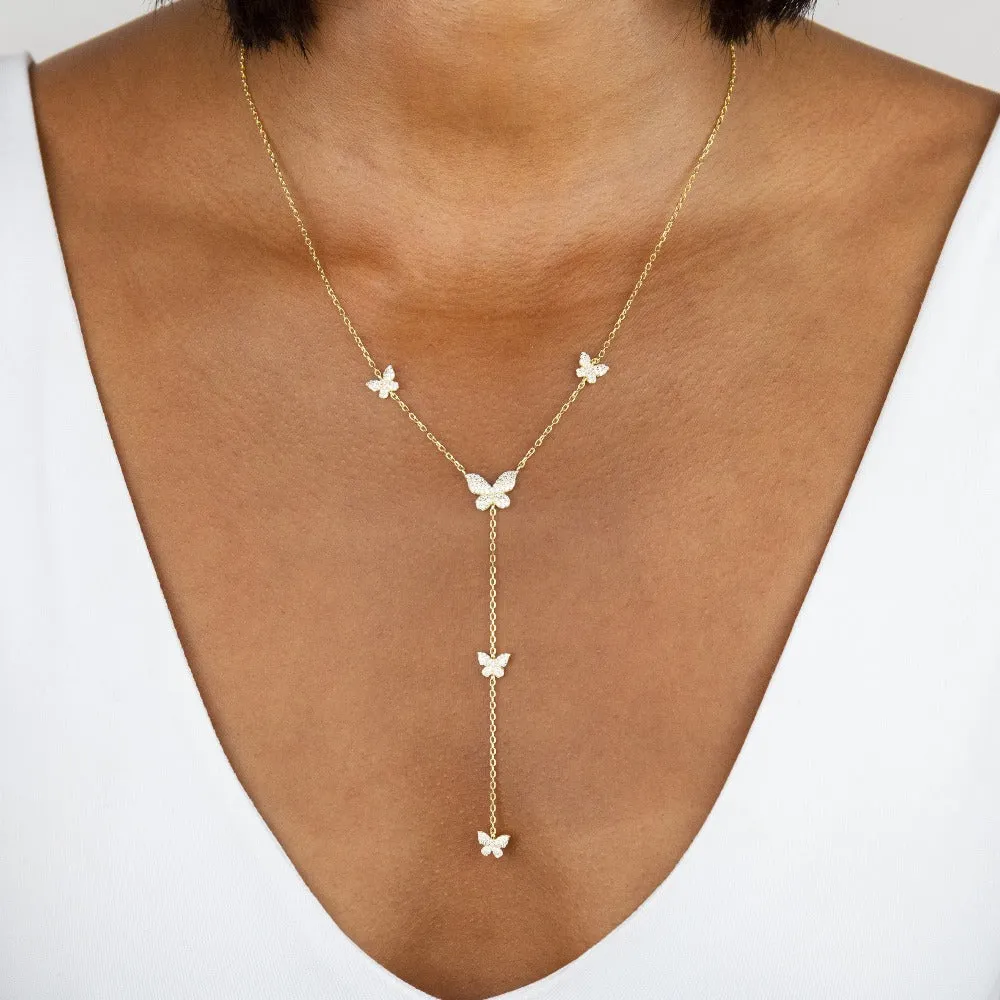 Pavé Butterfly Lariat