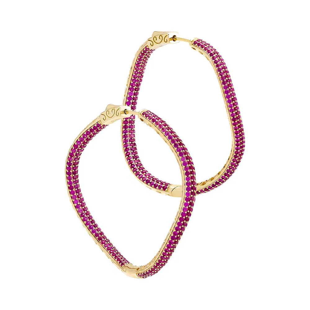 Pavé Colored Squiggly Large Hoop Earring