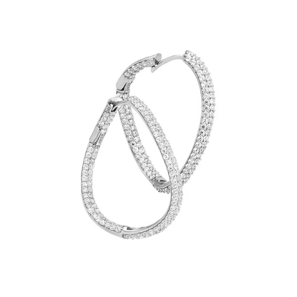 Pavé Colored Squiggly Large Hoop Earring