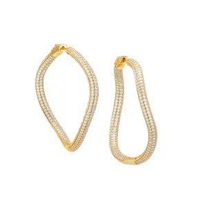Pavé Colored Squiggly Large Hoop Earring