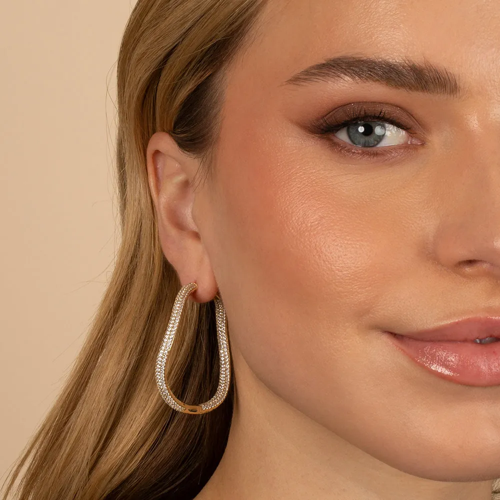Pavé Colored Squiggly Large Hoop Earring