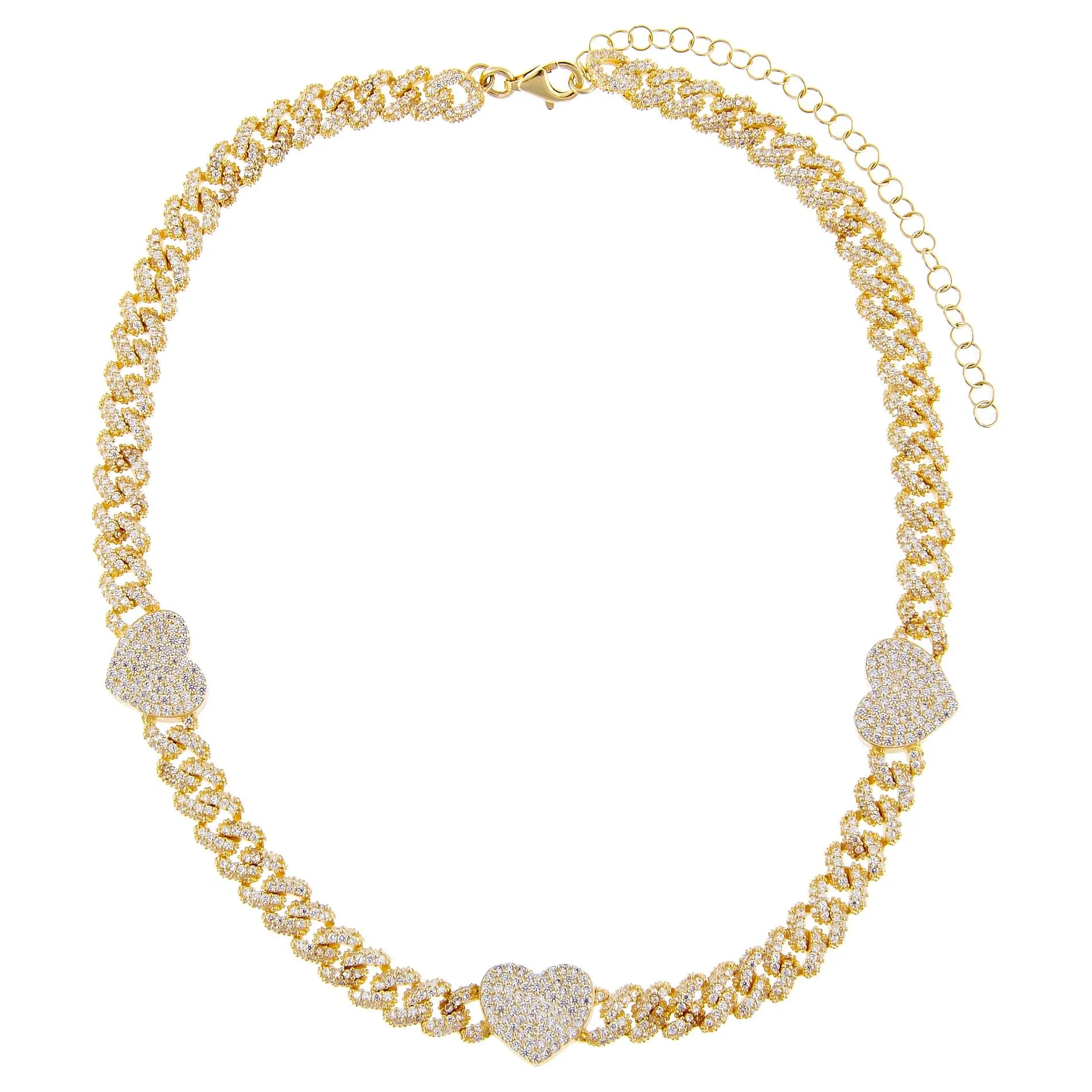 Pavé Heart Chain Link Choker