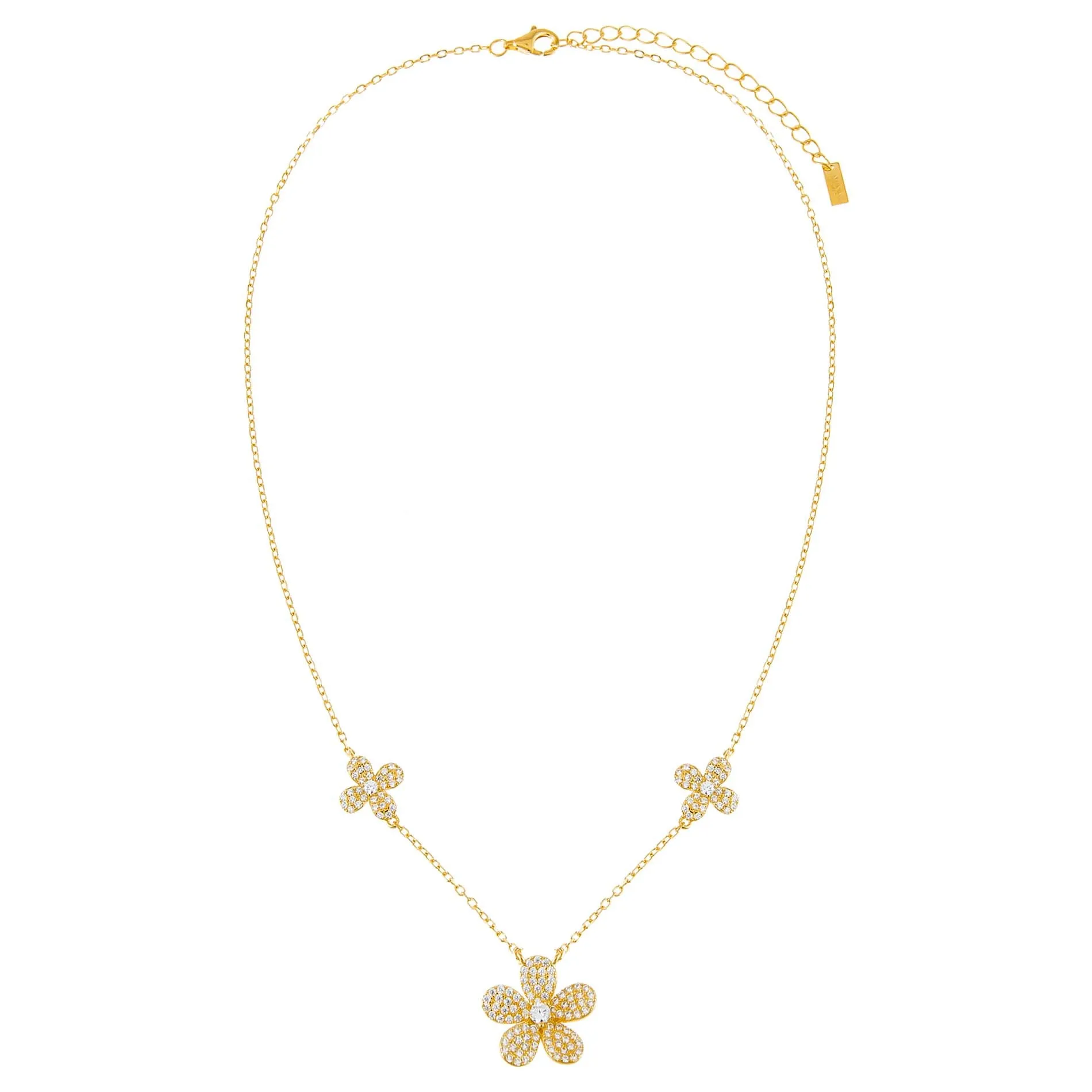 Pavé Triple Flower Necklace