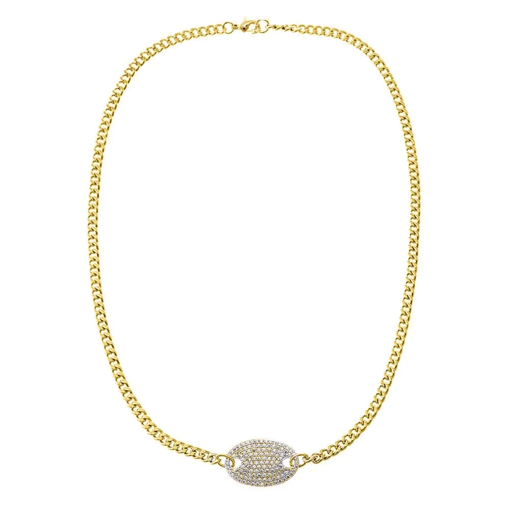 Pave Mariner Pendant Chain Necklace