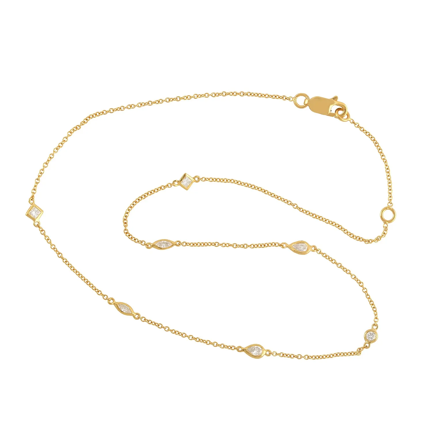 Pear Cut Diamond 14K Yellow Gold Dainty Choker Necklace On Sale