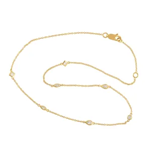 Pear Cut Diamond 14K Yellow Gold Dainty Choker Necklace On Sale