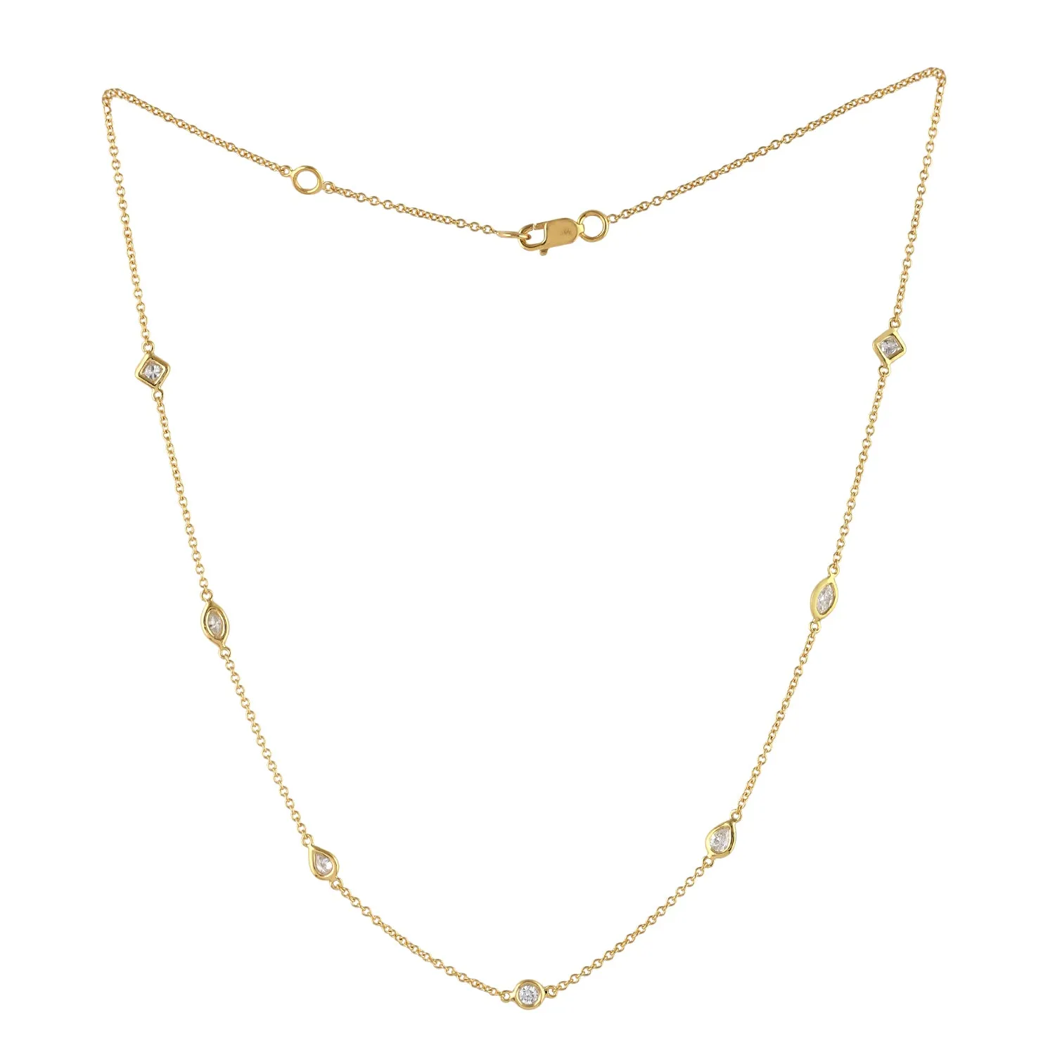 Pear Cut Diamond 14K Yellow Gold Dainty Choker Necklace On Sale