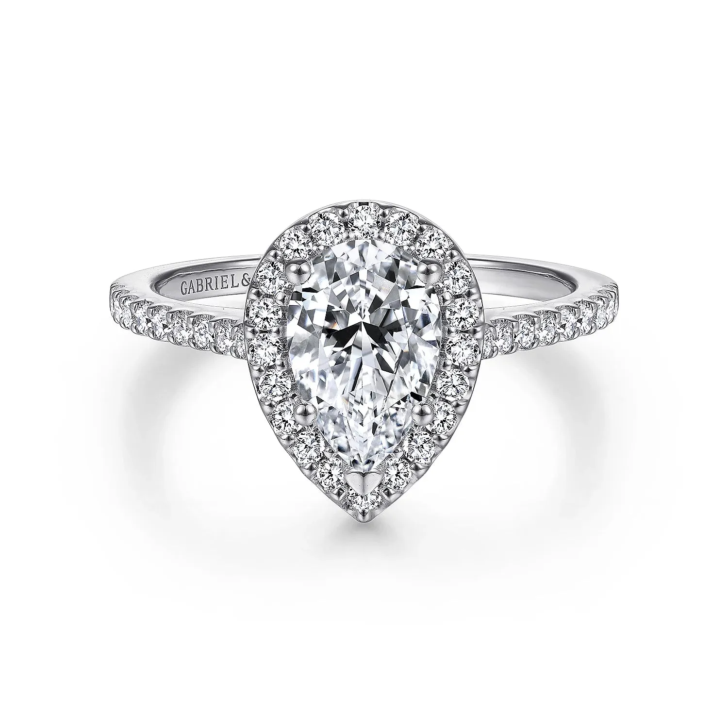 Pear Shape Halo Diamond Engagement Ring Mounting