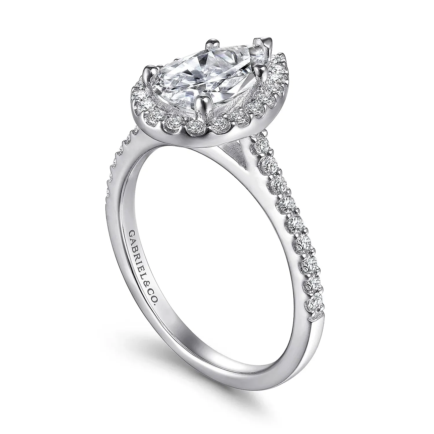 Pear Shape Halo Diamond Engagement Ring Mounting