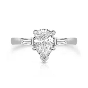 Pear Tapered Baguette Engagement Ring
