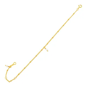 Pearl Charm X Ball Chain Bracelet