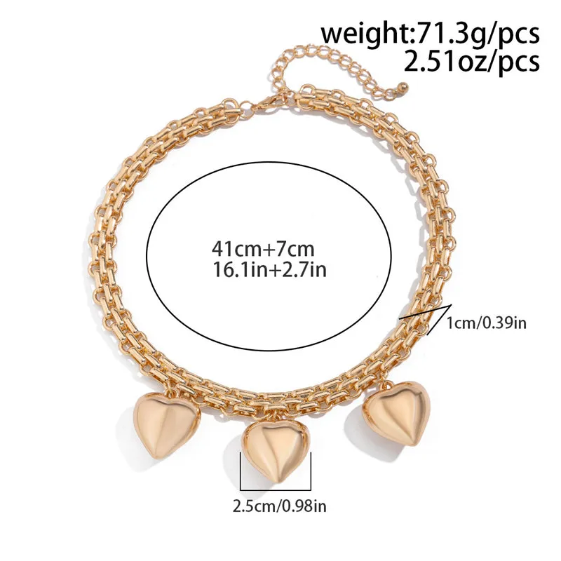 Personality Hip Hop Heart Shaped Pendant Choker Necklaces