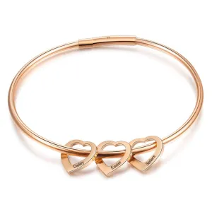 Personalized Stainless Steel Bracelets With 3 Cordate