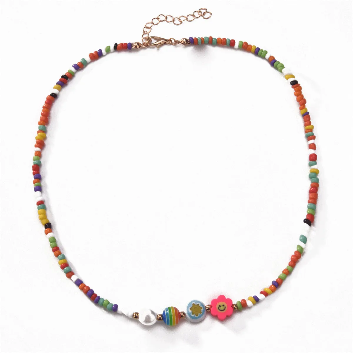 Pink Howlite & Polymer Clay Beaded Choker Necklace