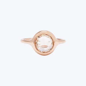 Pink Round Rose Cut Carved Ring