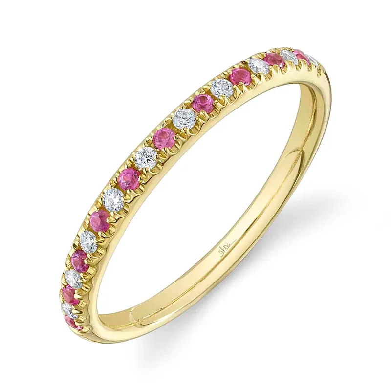 Pink Sapphire & Diamond Band