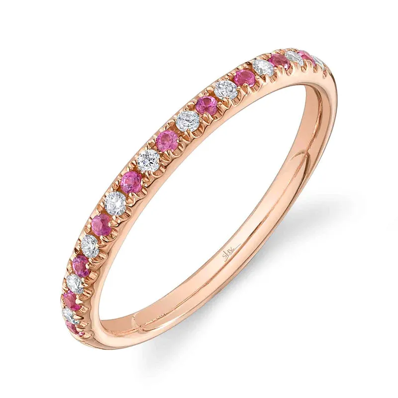Pink Sapphire & Diamond Band
