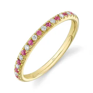 Pink Sapphire & Diamond Band