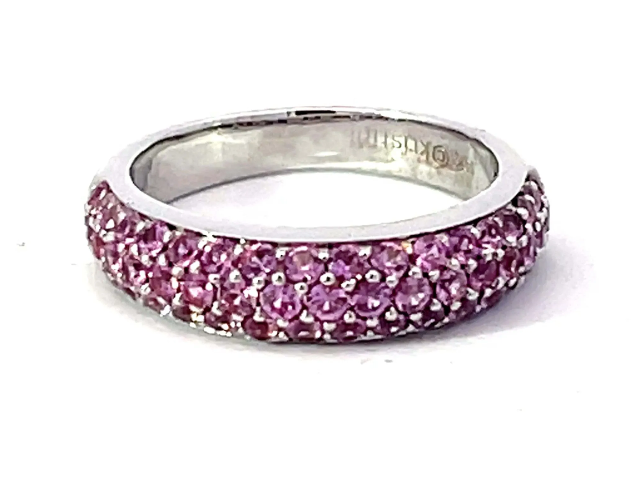 Pink Sapphire Dome Ring in 14K White Gold