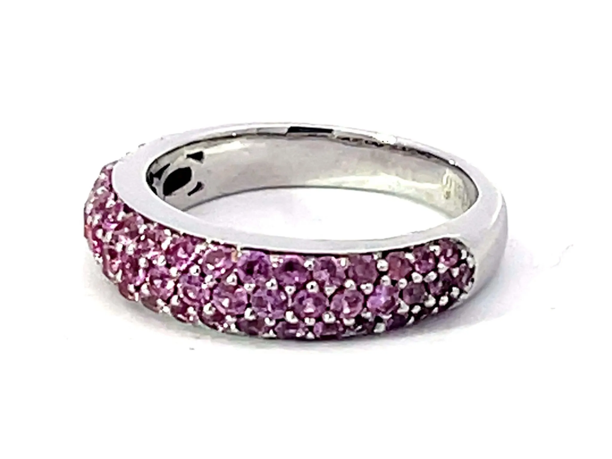 Pink Sapphire Dome Ring in 14K White Gold