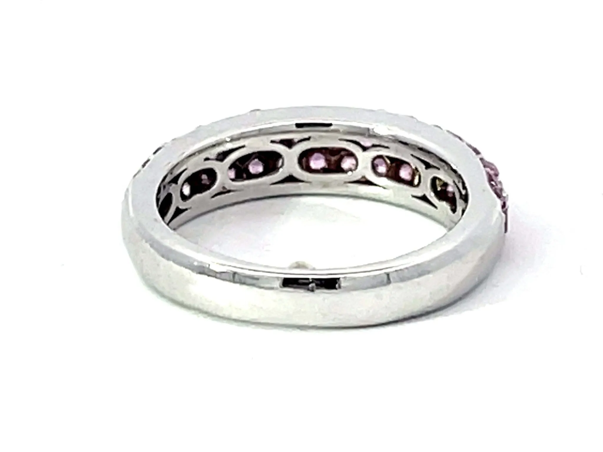 Pink Sapphire Dome Ring in 14K White Gold