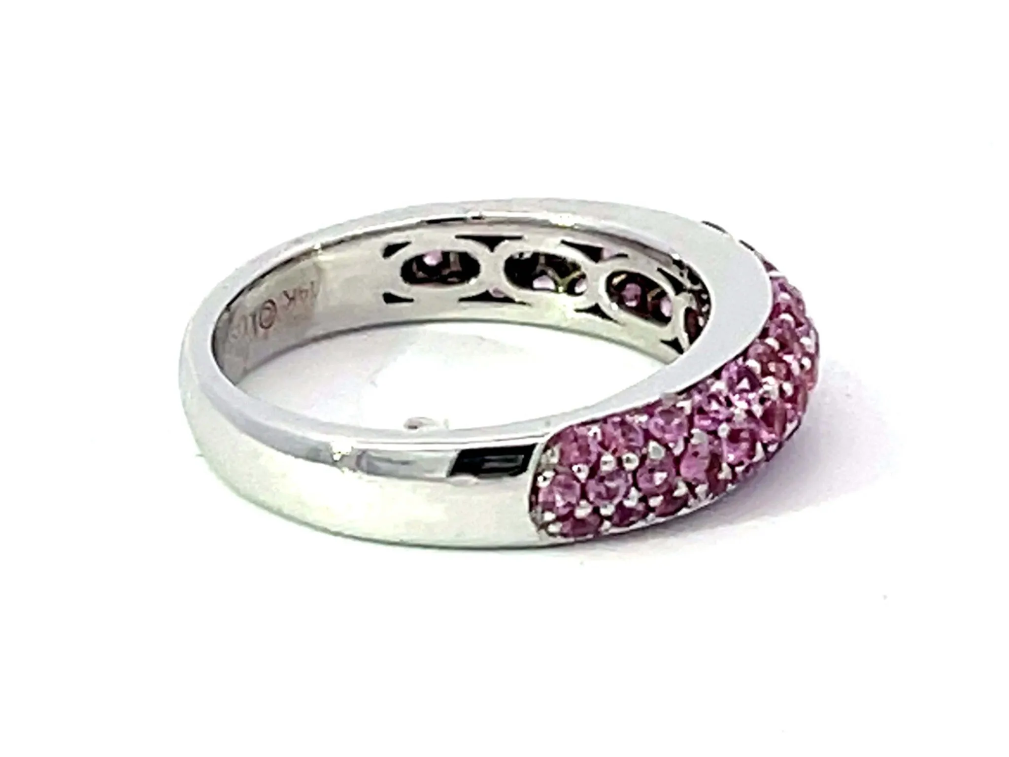 Pink Sapphire Dome Ring in 14K White Gold