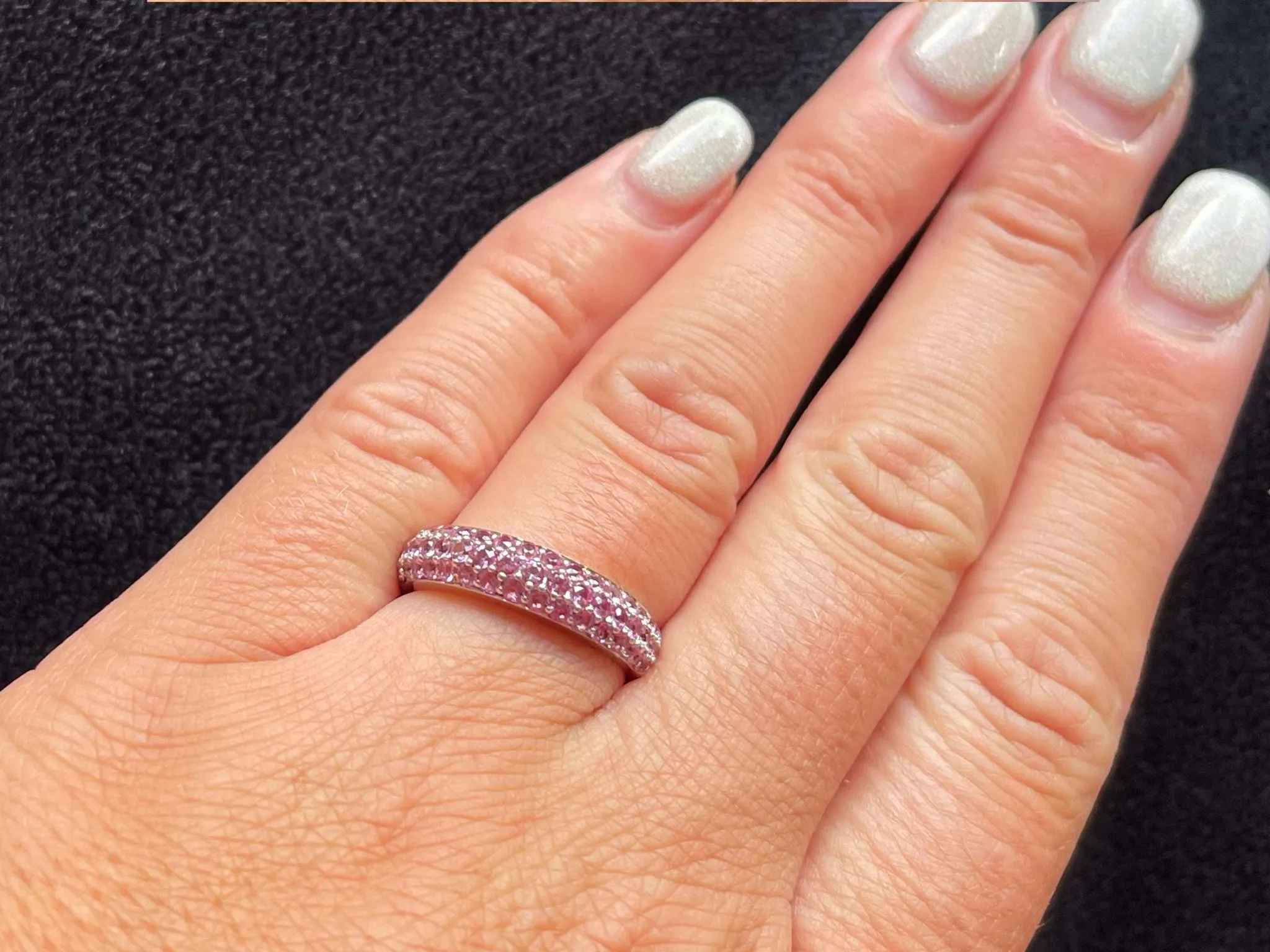 Pink Sapphire Dome Ring in 14K White Gold
