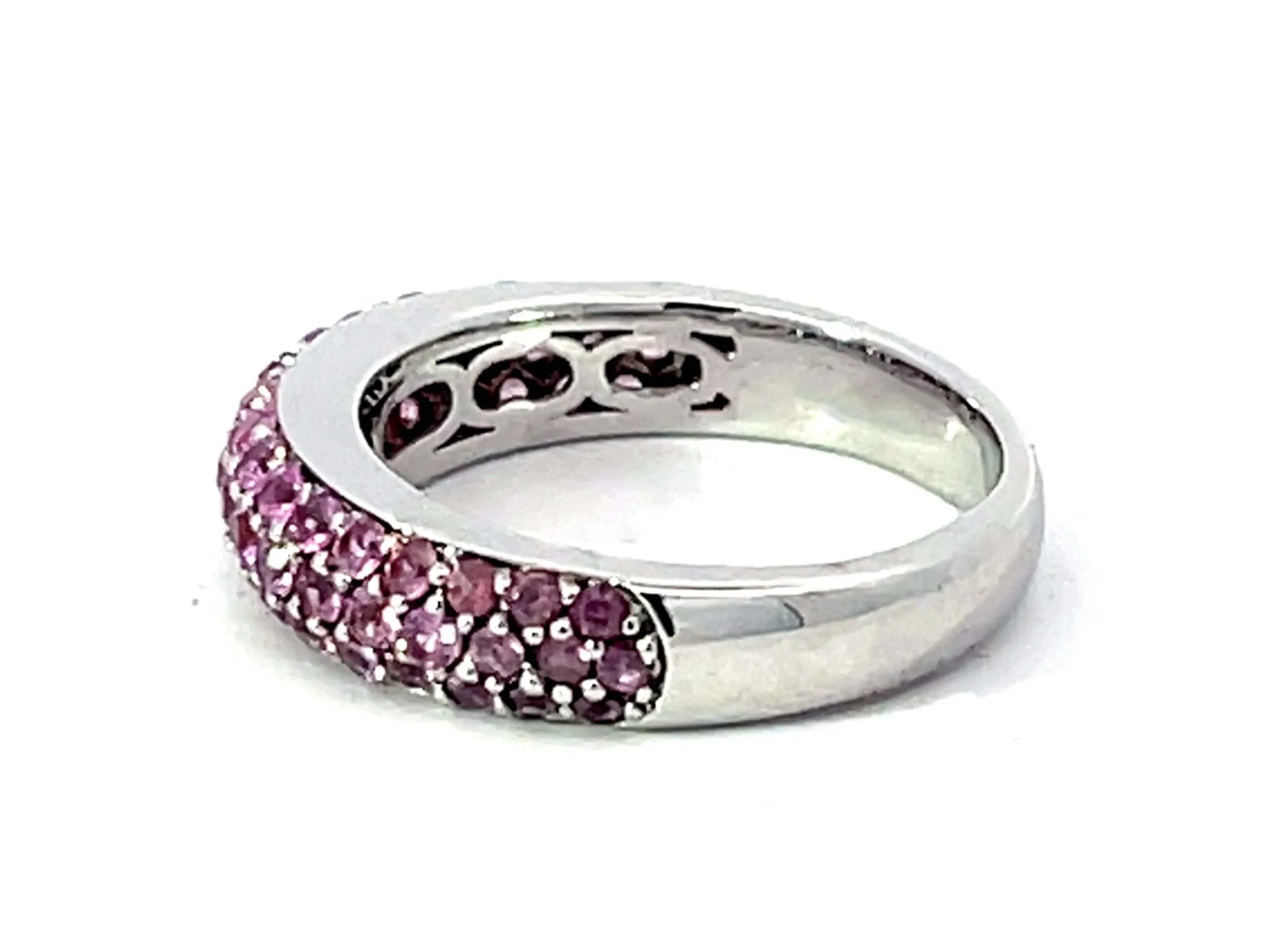 Pink Sapphire Dome Ring in 14K White Gold