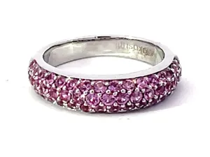 Pink Sapphire Dome Ring in 14K White Gold