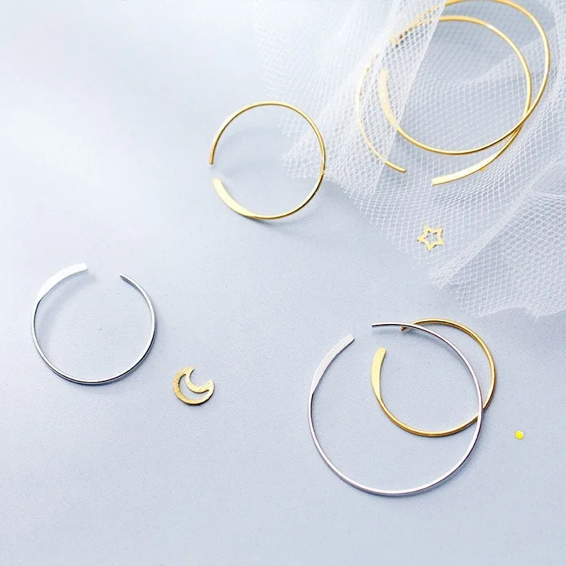 Plain Hoop Hook Round Earrings-SH033