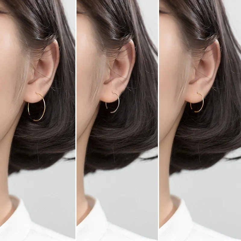Plain Hoop Hook Round Earrings-SH033