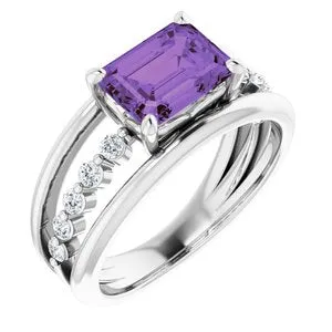 Platinum Amethyst & 1/5 CTW Diamond Ring