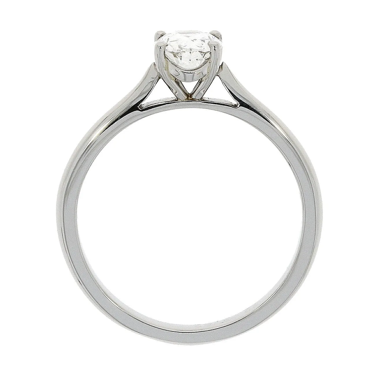 Platinum Oval Diamond Claw Set Solitaire Ring