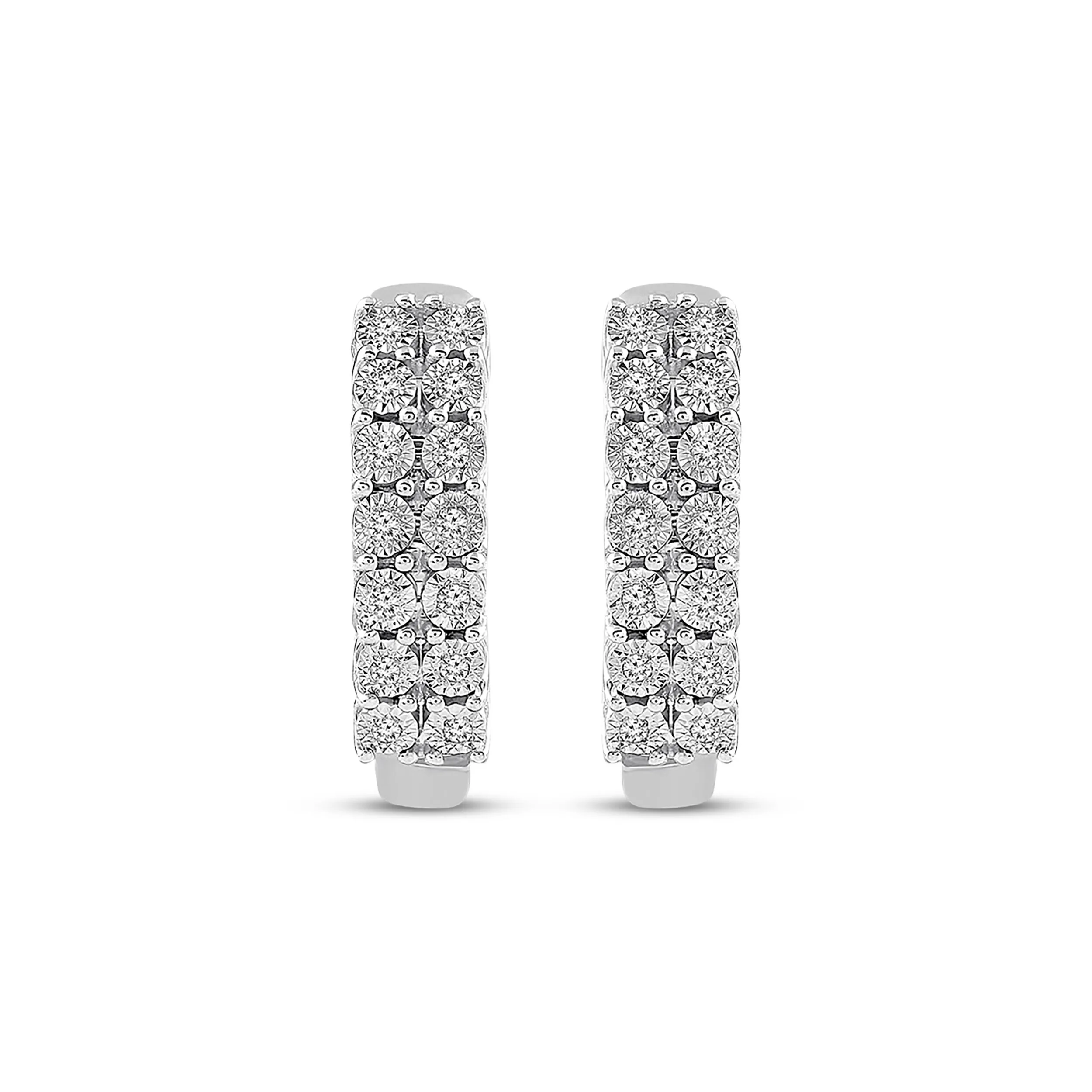 Pre-Owned Kay 1/10ct tw Diamond Hoop Earrings in Sterling Silver