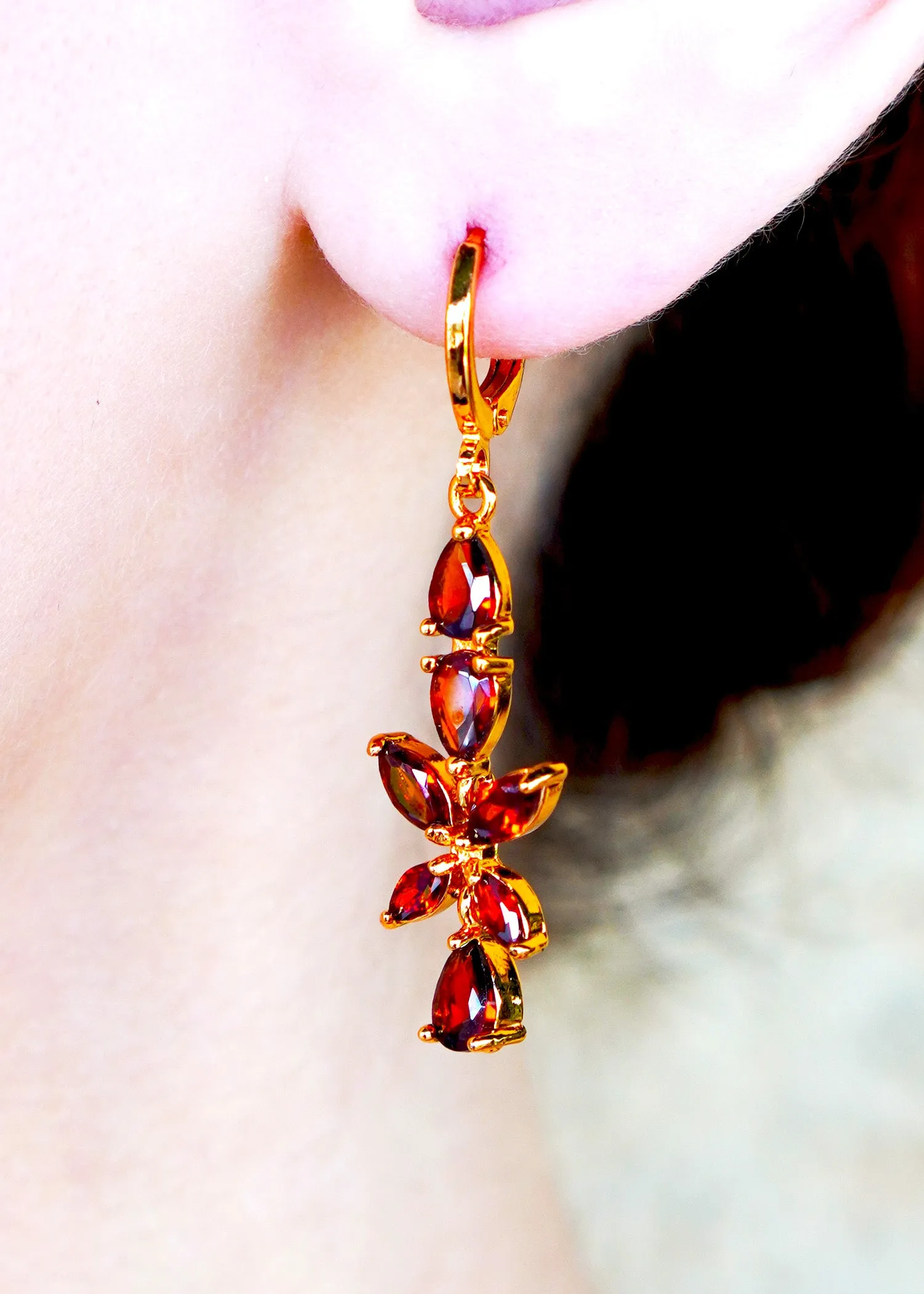 Precious Stone Gold Plated Earrings