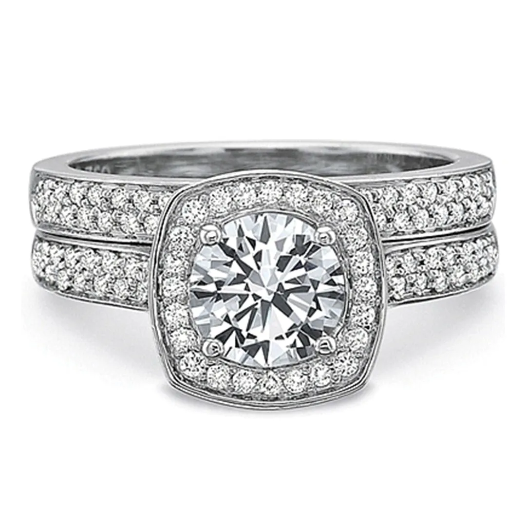 Precision Set Double Row Diamond Engagement Ring