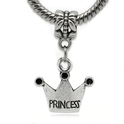 Princess Crown Bead Compatible for Most European Snake Chain Charm Bracelet