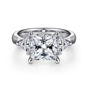 Princess Cut & Trillion Three Stone Engagement Ring Mounting