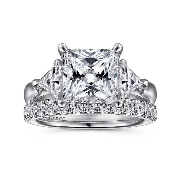 Princess Cut & Trillion Three Stone Engagement Ring Mounting