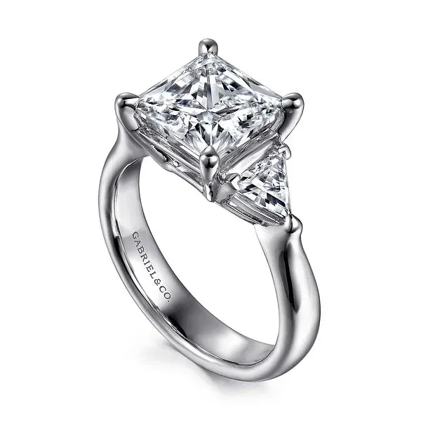 Princess Cut & Trillion Three Stone Engagement Ring Mounting