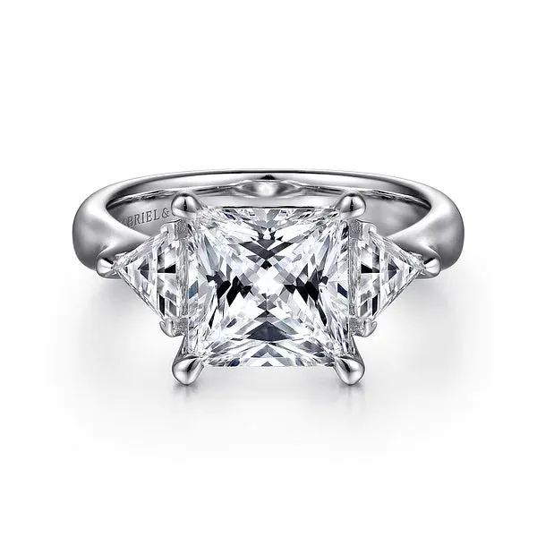 Princess Cut & Trillion Three Stone Engagement Ring Mounting