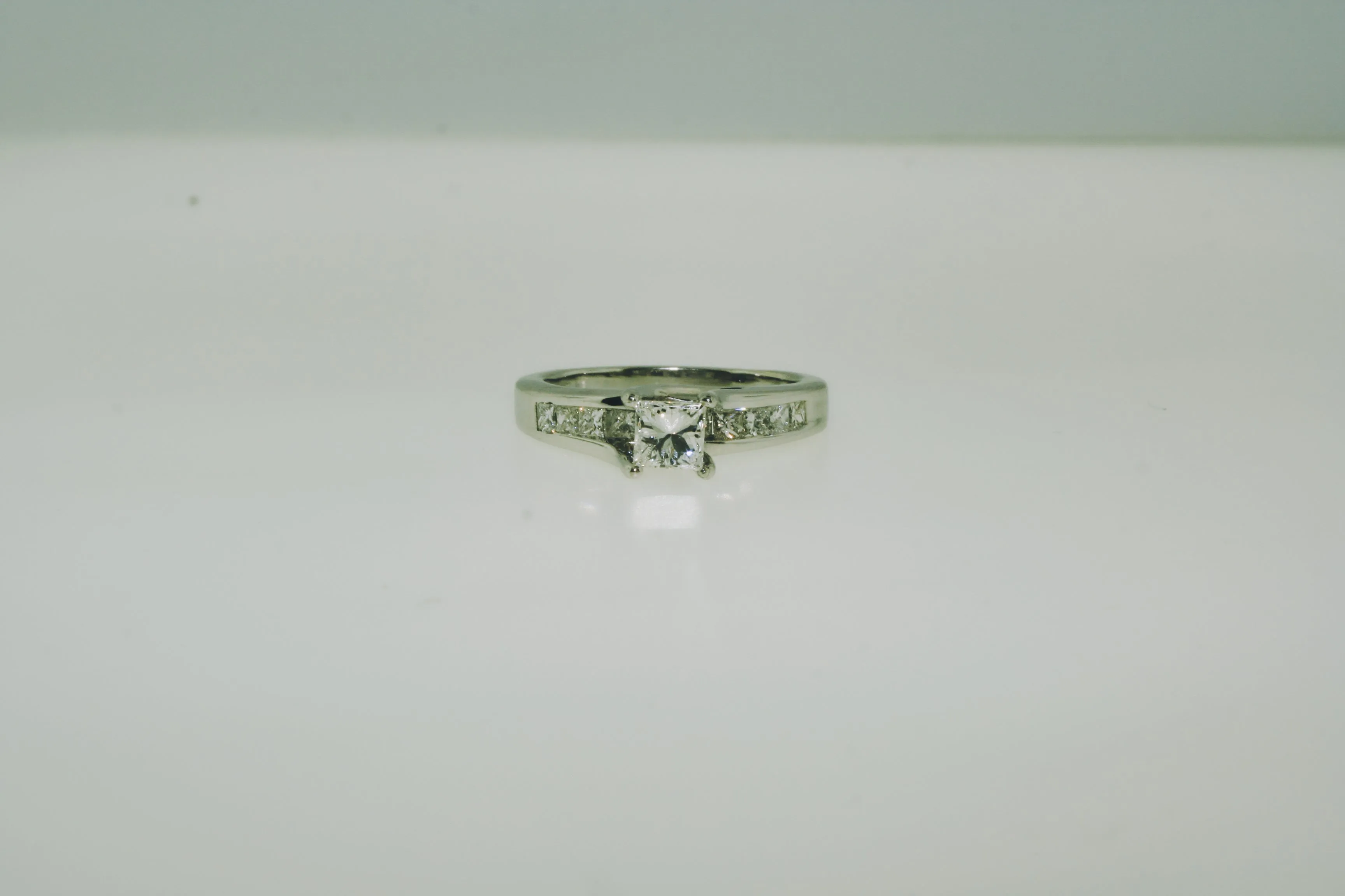 Princess Cut Diamond Engagement Ring in 14k White Gold