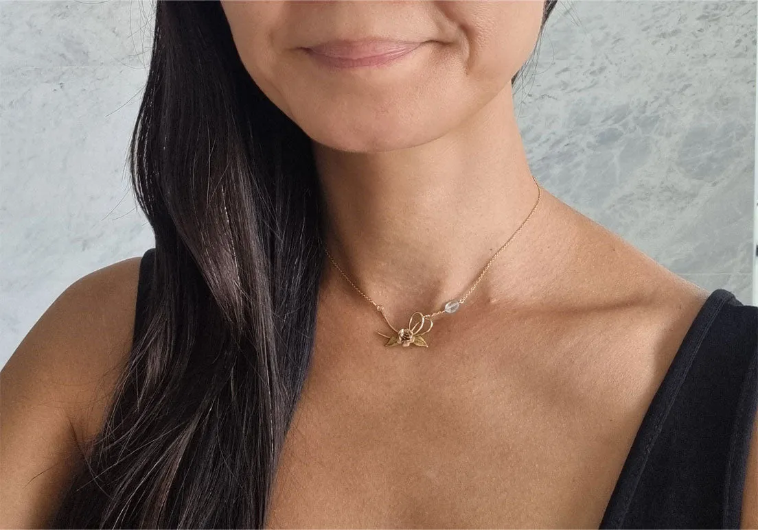 promise ribbon | vintage rose brooch choker necklace