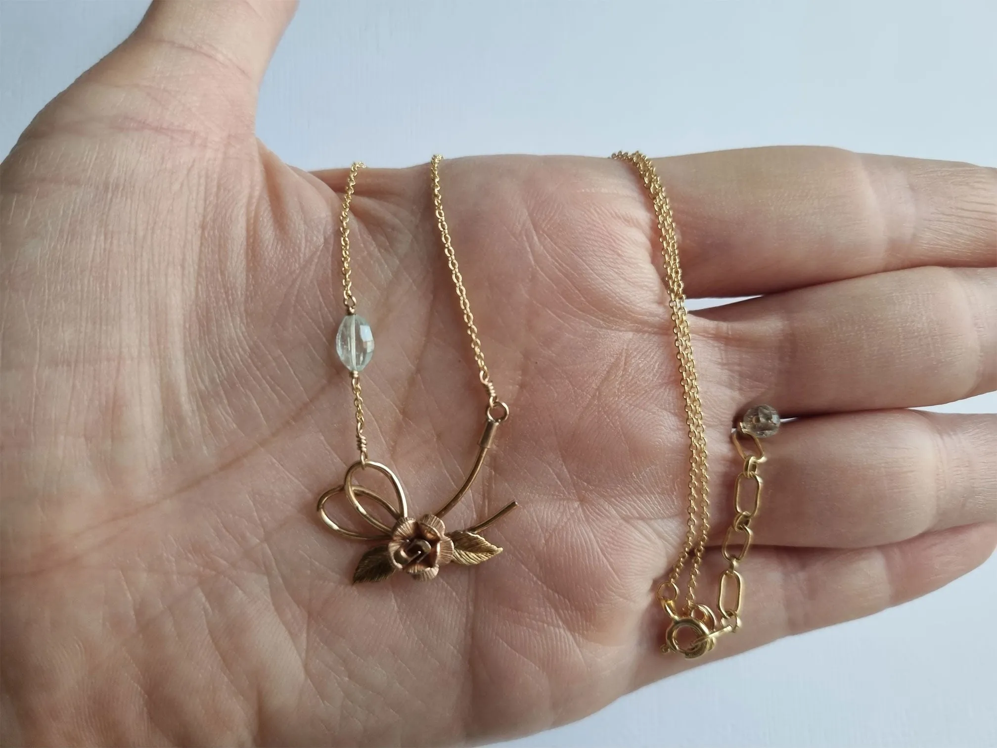 promise ribbon | vintage rose brooch choker necklace