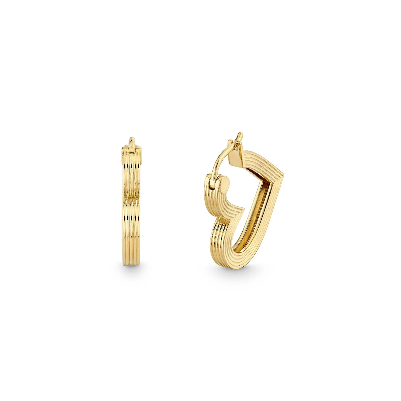 Pure Gold Fluted Heart Huggies